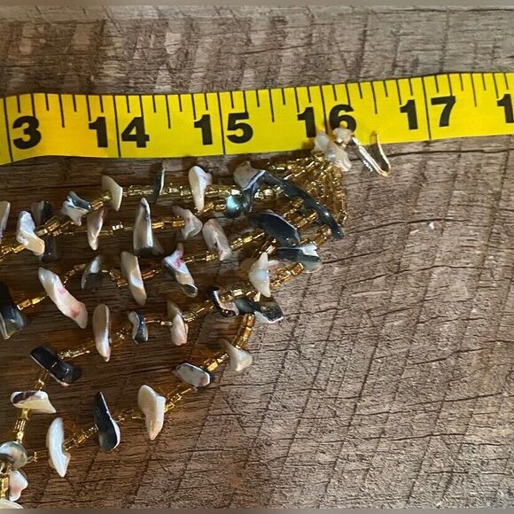 Vintage Women’s Necklace Choker 4 Strand Abalone Mother Of Pearl Japan 16" - Picture 4 of 4